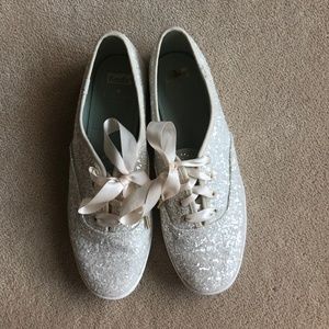 White Glitter Kate Spade for Keds  Size 10
